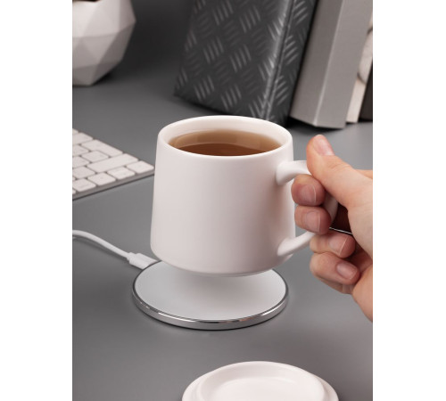 Кружка с подогревом и беспроводной зарядкой Dual Base ver. 2.0 Matt, белая