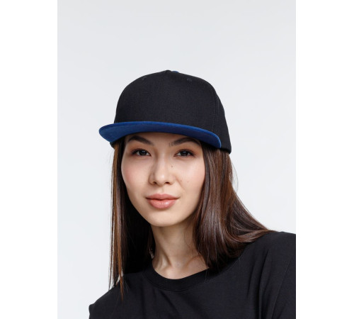 Бейсболка Foreside с прямым козырьком, черная с синим