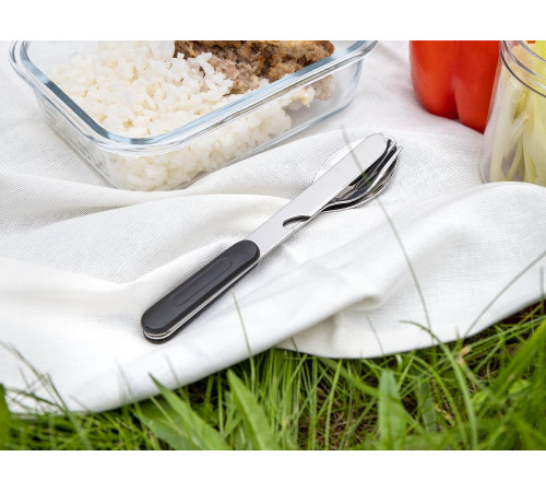 Набор походных столовых приборов Campsite, черный