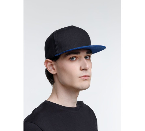 Бейсболка Foreside с прямым козырьком, черная с синим
