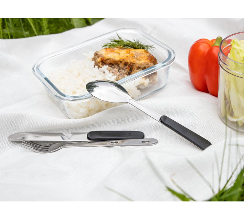 Набор походных столовых приборов Campsite, черный