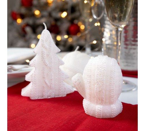 Свеча Kniteam, елка, белая