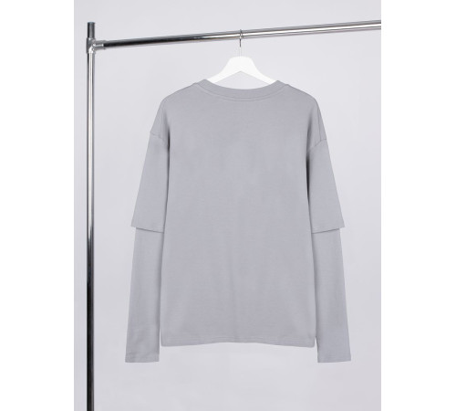 Футболка оверсайз с двойным рукавом Kosmos, светло-серая