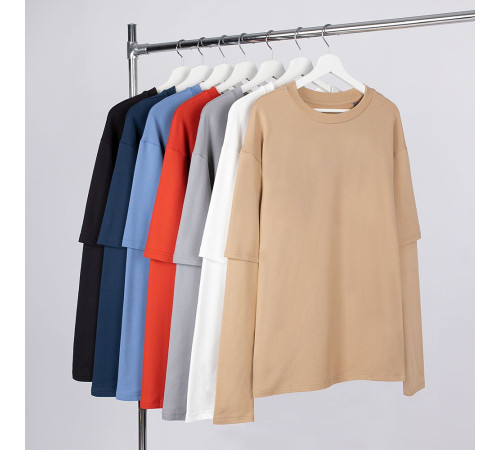 Футболка оверсайз с двойным рукавом Kosmos, бежевая