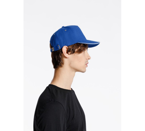 Бейсболка Classic, ярко-синяя с белым кантом