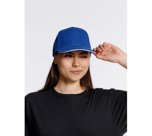Бейсболка Classic, ярко-синяя с белым кантом