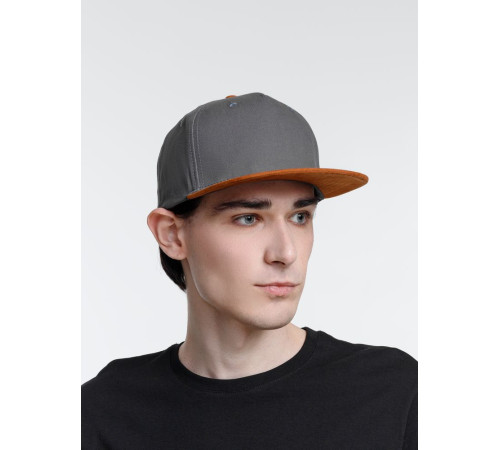 Бейсболка Foreside с прямым козырьком, серая с коричневым