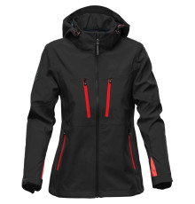 Куртка софтшелл женская Patrol, черная с красным