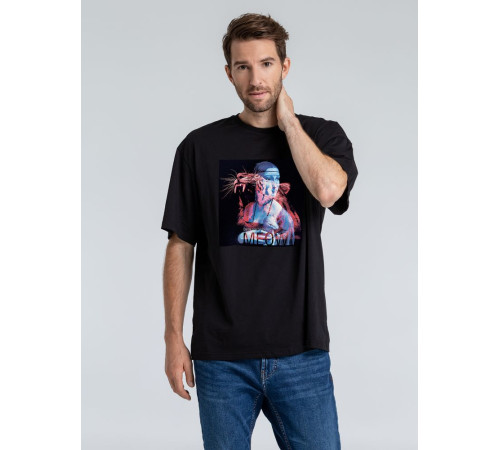 Футболка оверсайз «Дама с горностаем», черная