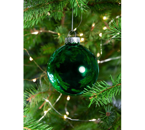 Елочный шар Finery Gloss, 8 см, глянцевый зеленый