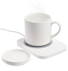 Кружка с подогревом и беспроводной зарядкой Dual Base Plus, белая