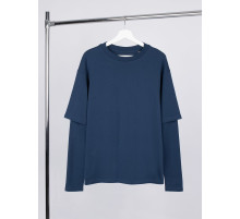 Футболка оверсайз с двойным рукавом Kosmos, темно-синяя