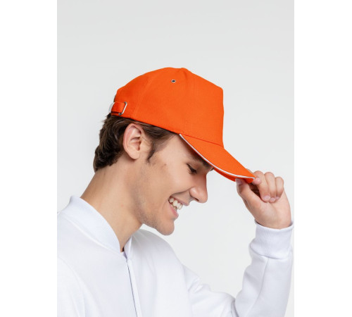 Бейсболка Classic, оранжевая с белым кантом