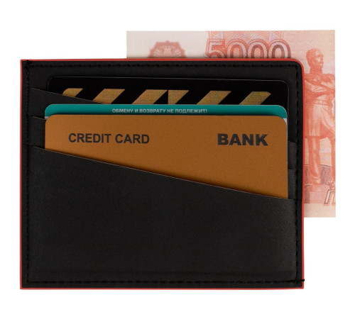 Картхолдер Multimo, черный с красным