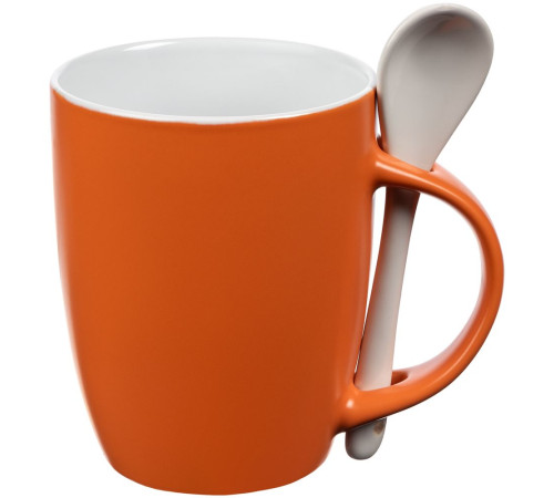 Кружка с ложкой Cheer Up, ver.2, оранжевая