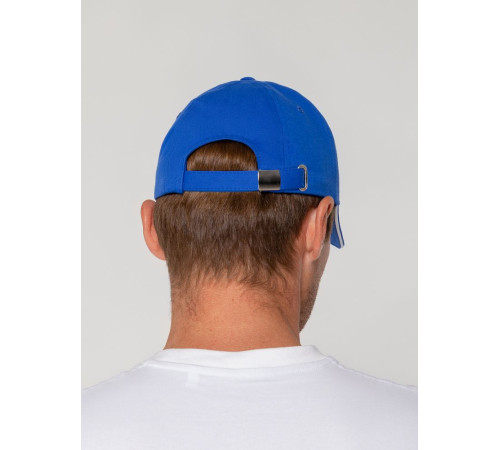 Бейсболка Canopy, ярко-синяя с белым кантом