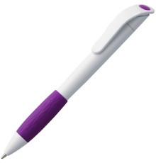 Ручка шариковая Grip, белая с фиолетовым