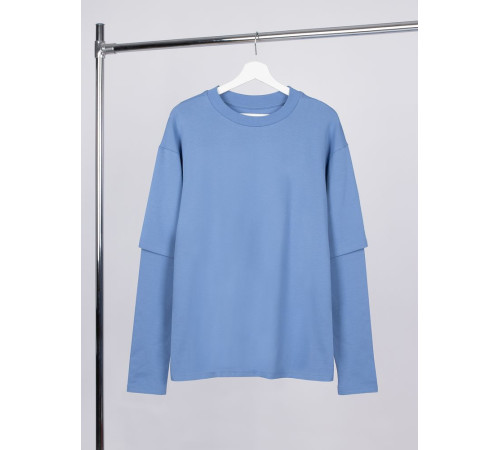 Футболка оверсайз с двойным рукавом Kosmos, синяя