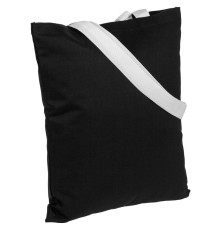 Холщовая сумка BrighTone, черная с белыми ручками