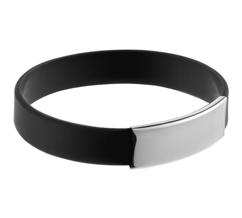 Силиконовый браслет Brisky с металлическим шильдом, черный