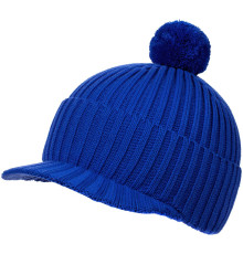 Вязаная шапка с козырьком Peaky, синяя (василек)