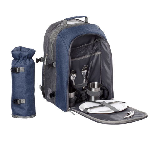 Набор для пикника Fridag на 2 персоны, темно-синий с серым