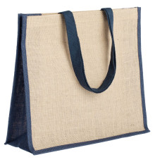 Холщовая сумка для покупок Bagari с синей отделкой