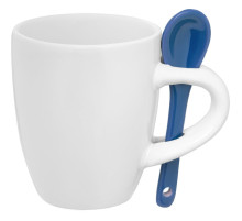 Кофейная кружка Pairy с ложкой, белая с синей