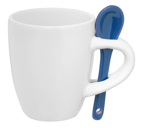 Кофейная кружка Pairy с ложкой, белая с синей