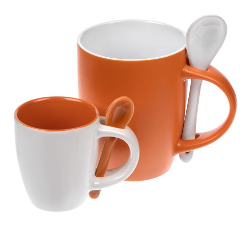 Кофейная кружка Pairy с ложкой, белая с синей