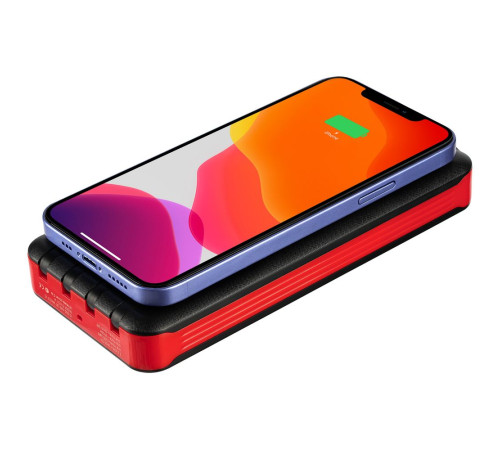 Аккумулятор с беспроводной зарядкой Holiday Maker Wireless, 10000 мАч, красный