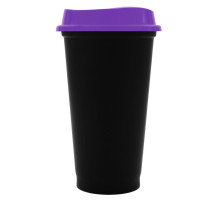 Стакан с крышкой Color Cap Black, черный с фиолетовым