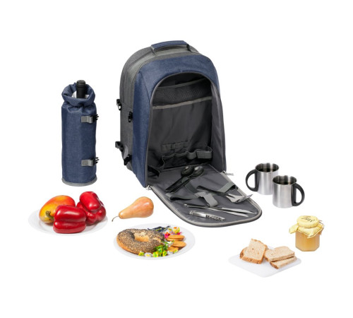Набор для пикника Fridag на 2 персоны, темно-синий с серым