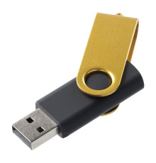 Флешка Twist Color, черная с желтым, 16 Гб