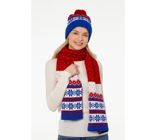 Шарф Happy View, красный с синим