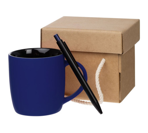 Набор Color Block: кружка и ручка, синий с черный