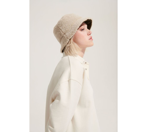 Панама Bucket двусторонняя утепленная, темно-серая с бежевым