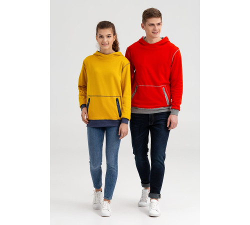 Двусторонняя толстовка Revers, серая с красным