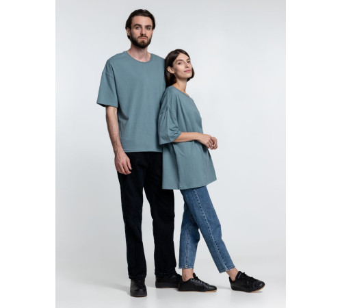 Футболка унисекс оверсайз Crosstown, серо-зеленая