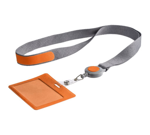 Чехол для карточки с лентой и ретрактором Devon, оранжевый