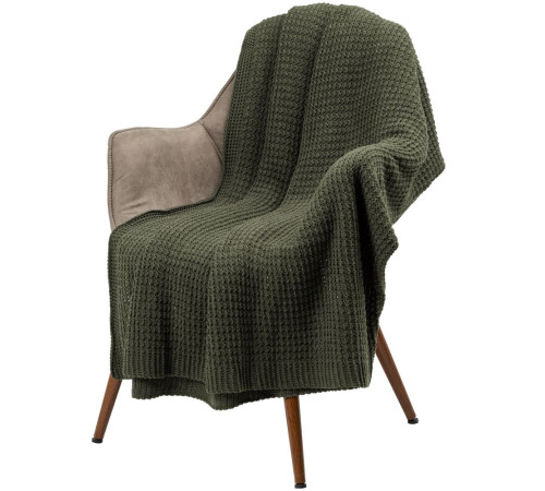 Плед Lattice, зеленый меланж (оливковый)