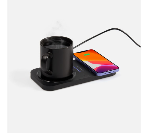 Беспроводное зарядное устройство с подогревом кружки Hot Task, черное