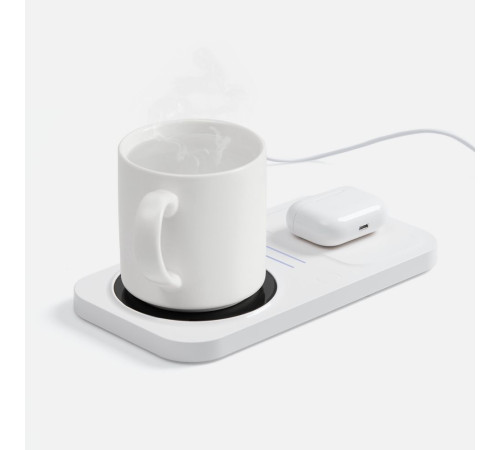 Беспроводное зарядное устройство с подогревом кружки Hot Task, белое