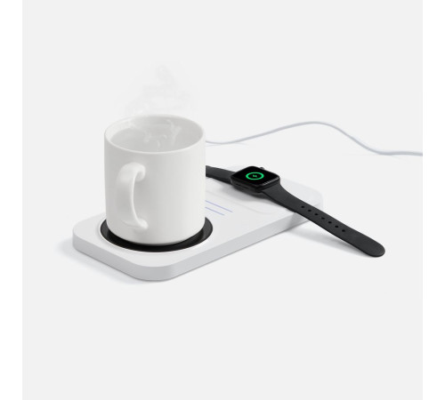 Беспроводное зарядное устройство с подогревом кружки Hot Task, белое