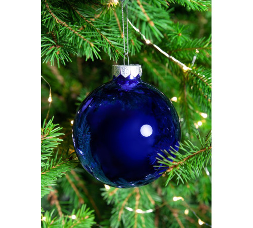 Елочный шар Finery Gloss, 10 см, глянцевый синий