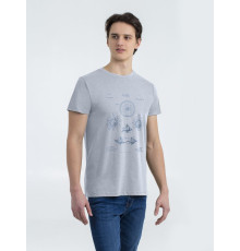 Футболка приталенная Old Patents. Wheel, голубой меланж