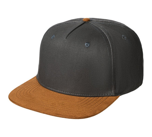 Бейсболка Foreside с прямым козырьком, серая с коричневым