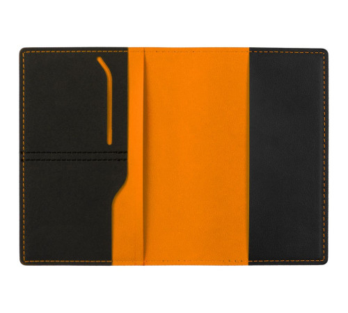 Обложка для паспорта Multimo, черная с оранжевым