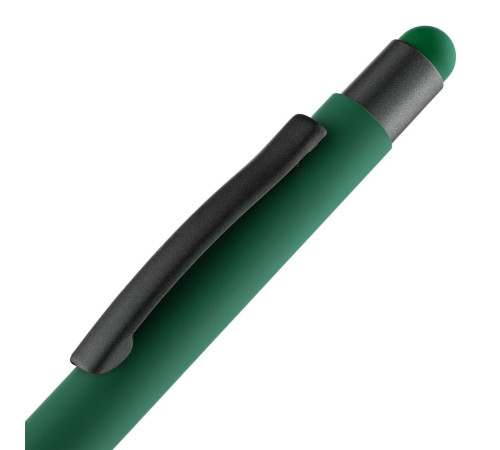 Ручка шариковая Digit Soft Touch со стилусом, зеленая