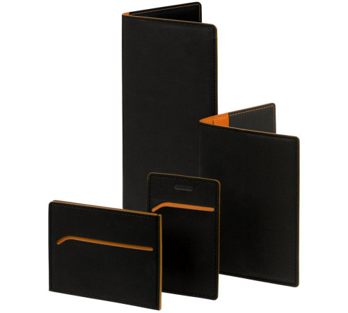 Обложка для паспорта Multimo, черная с оранжевым